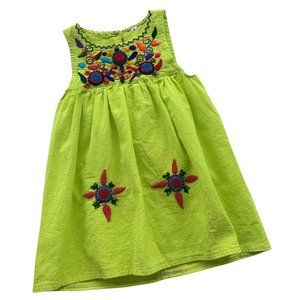 Neon Chartreuse Floral Embroidered Dress 3